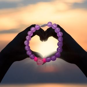 Purple Heart bracelet handmade by mxsha beads